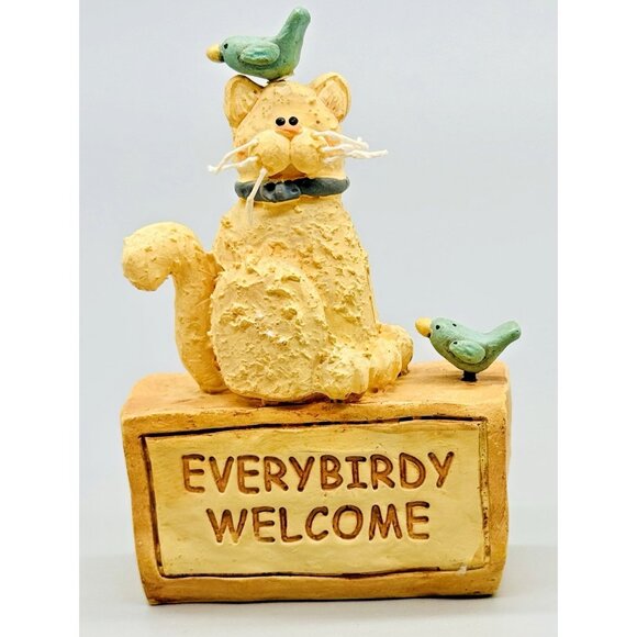 Blossom Bucket Other - Blossom Bucket Suzi Everybirdy Welcome Cat Bluebirds Figurine 3.5 inch